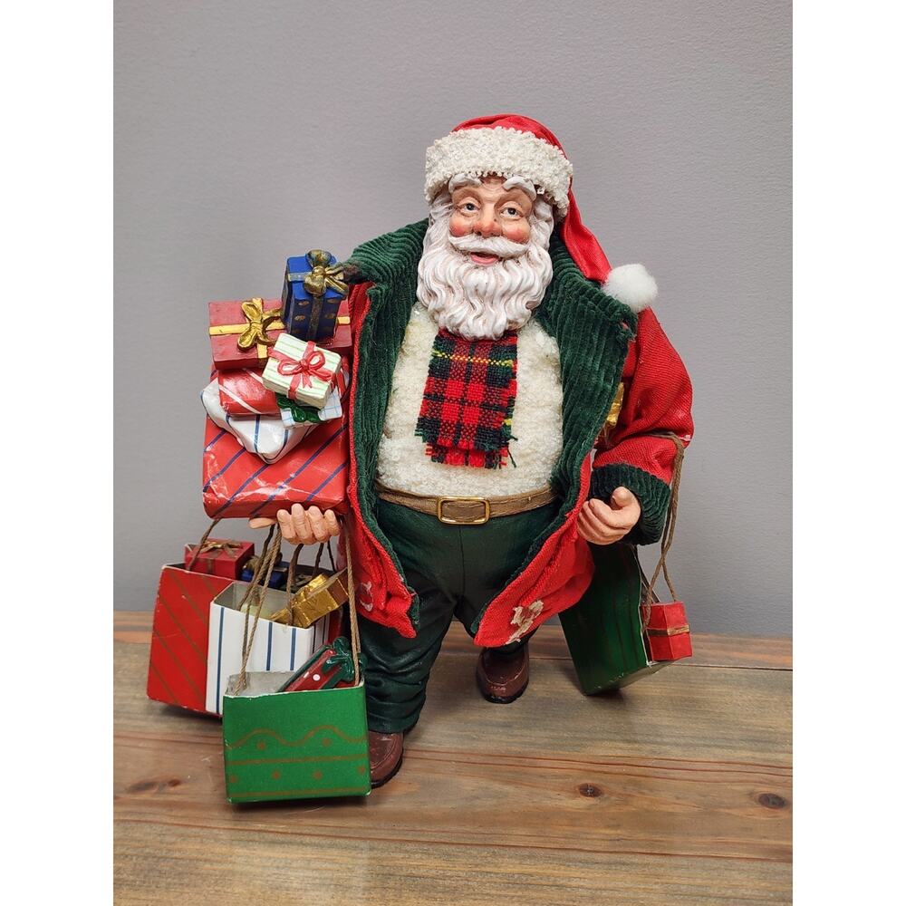 VINTAGE KURT S ADLER CHRISTMAS SHOPPING SANTA CLAUS FABRIC MACHE TABLE FIGURINE